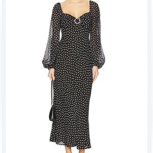 RIXO Black and White Long Sleeve Dress